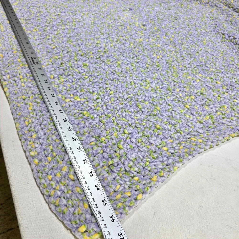 Handmade Crochet Baby Blanket 36x48 Purple Yellow Green Soft Throw Boho Nursery